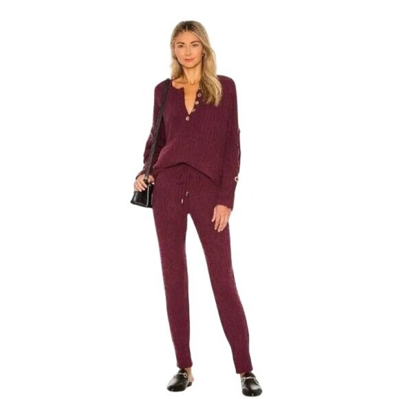 Free People Around The Clock Burgundy Jogger Pants - Picture 1 of 8